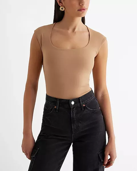 Free People Womens Square Eyes Thong Bodysuit 