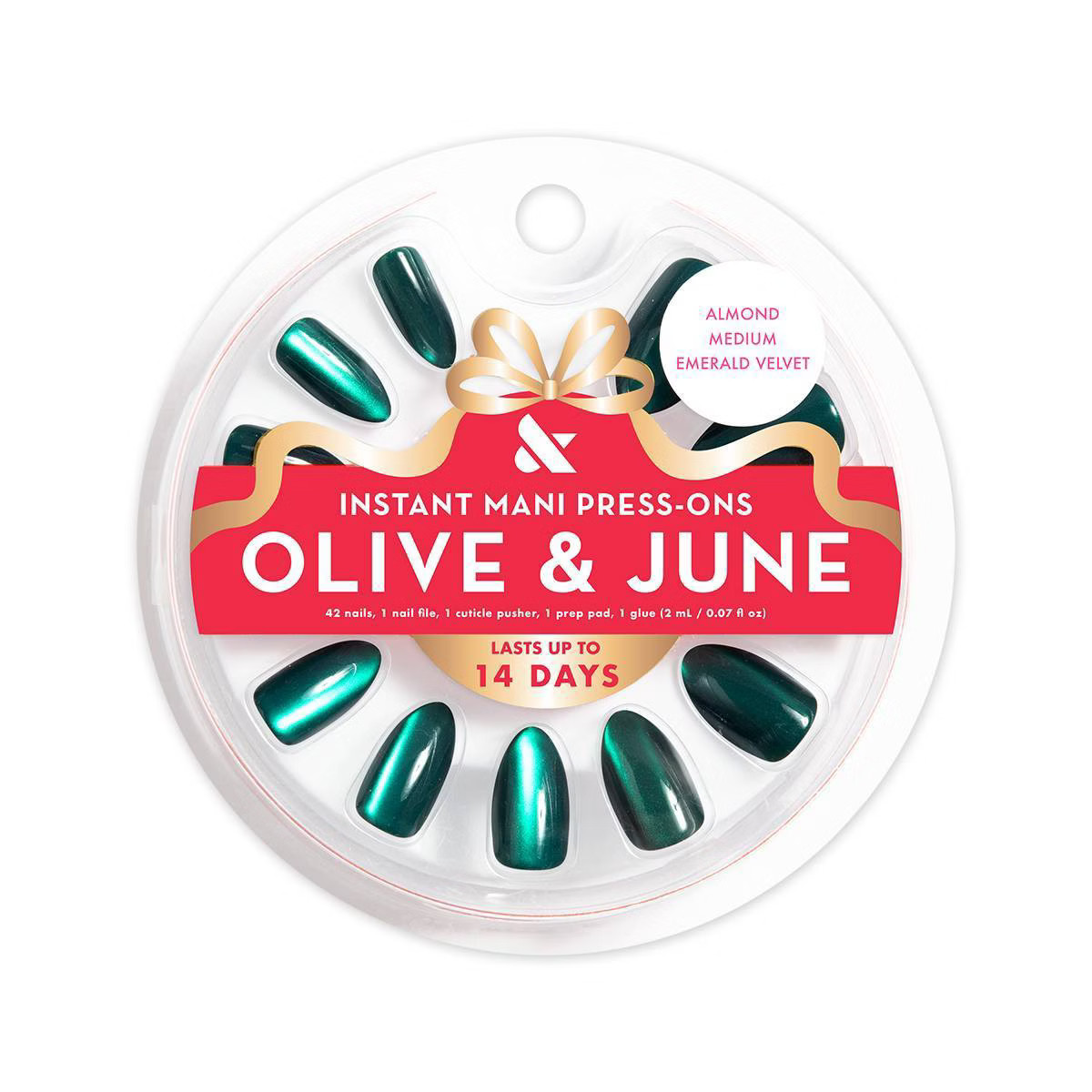 Olive & June Press-On Fake Nails - M Almond - Emerald Velvet - 42ct | Target