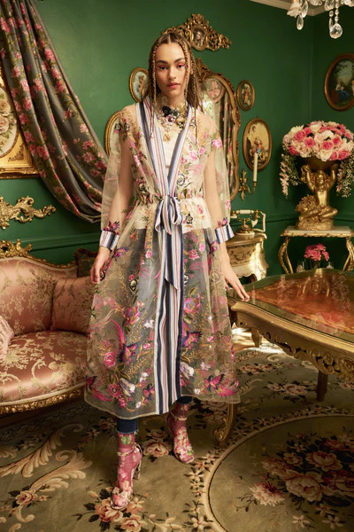 Jade Embroidered Mesh Duster | Aratta LLC