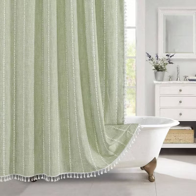 Sage Green Shower Curtain, 72x72, Vintage Rustic, Modern Farmhouse, Polyester Linen, Tassel, Wrinkle Resistant green Standard | Target