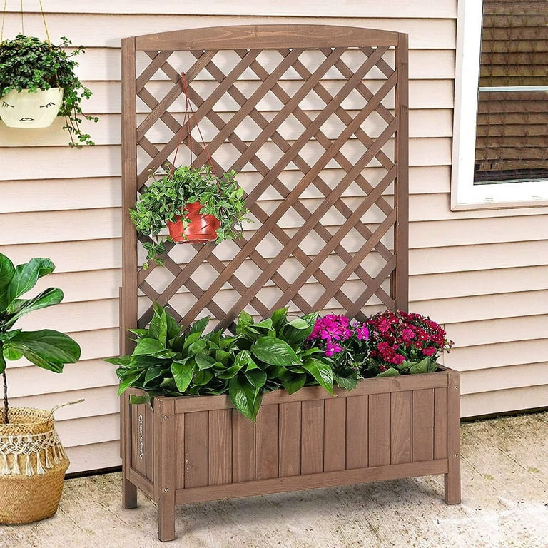 Aivituvin Wood Planter Box Raised Garden Bed with Trellis | Walmart (US)