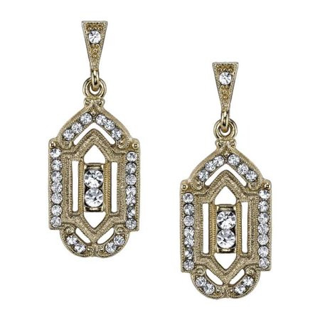 Womens Gold-Tone Crystal Post Vintage Costume Fashion Drop Earrings | Walmart (US)