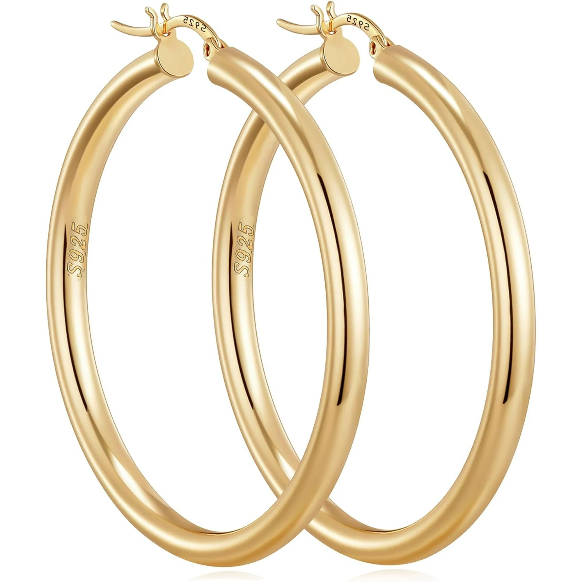Gold Hoop Earrings for Women - Hypoallergenic 14K Gold Thick Hoops - Lightweight and Radiant Jewe... | Walmart (US)