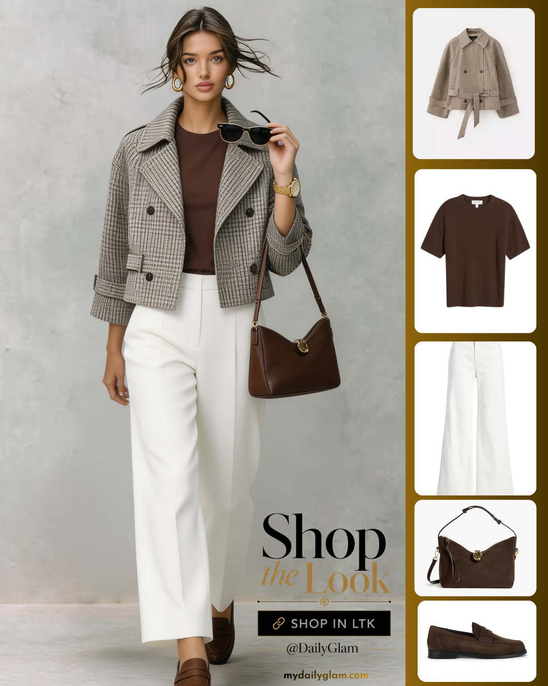 Cute Cropped Plaid Jacket Outfit With White Trousers 

 #LTKootd #LTKOver40 #LTKWorkwear