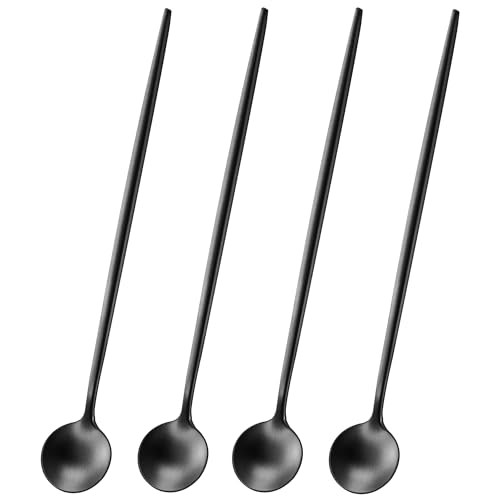 4 PCS 6.7 Inches Satin Black Stainless Steel 18/10 Coffee Spoons,Iced Tea Spoon,Espresso Stirring... | Amazon (US)