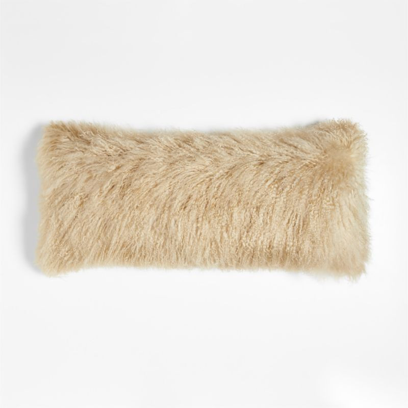 Rye Brown Mongolian Sheepskin 36"x16" Throw Pillow Cover + Reviews | Crate & Barrel | Crate & Barrel