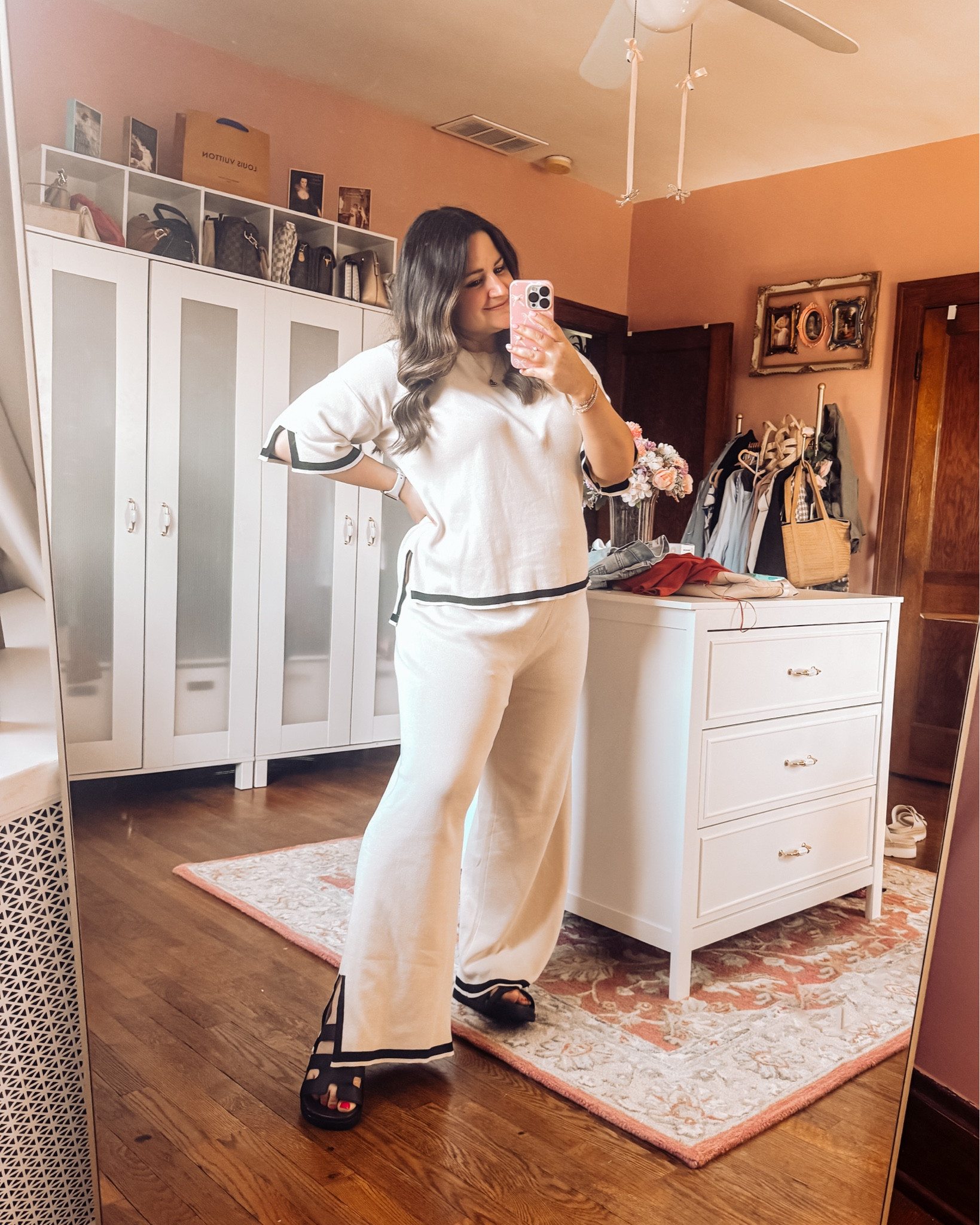 Two piece sweater set that’s a luxe look for less from Amazon!  Pair with the H-strap sandals. Wearing an L.

Midsize, curvy, lounge set, loungewear, short sleeve sweater, comfy trousers 

#LTKActive #LTKMidsize #LTKSeasonal