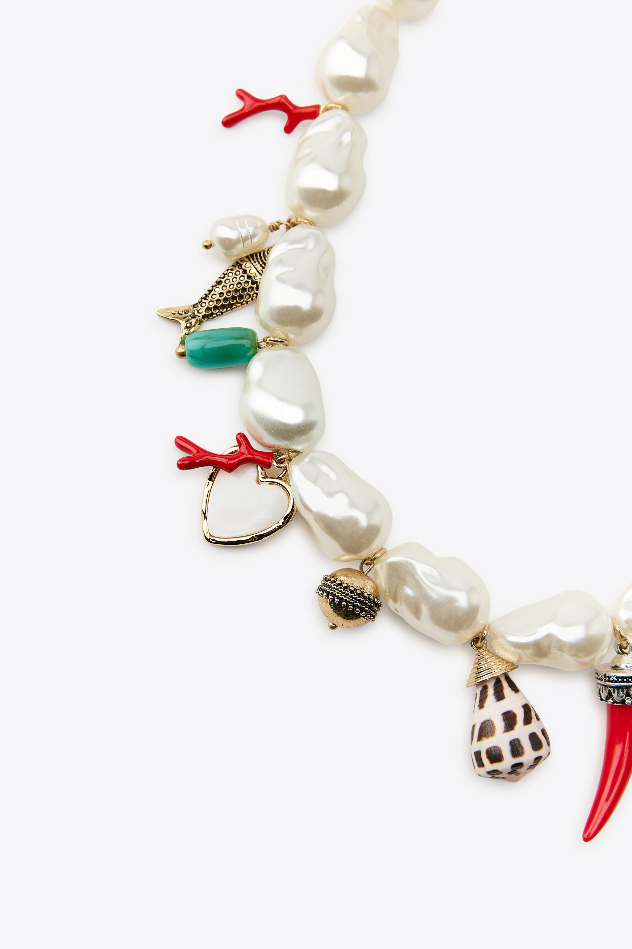 FAUX PEARL CHARM NECKLACE | Zara UK