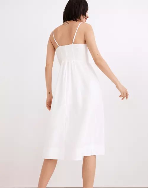 Linen-Blend Cami Button-Front Midi Dress | Madewell