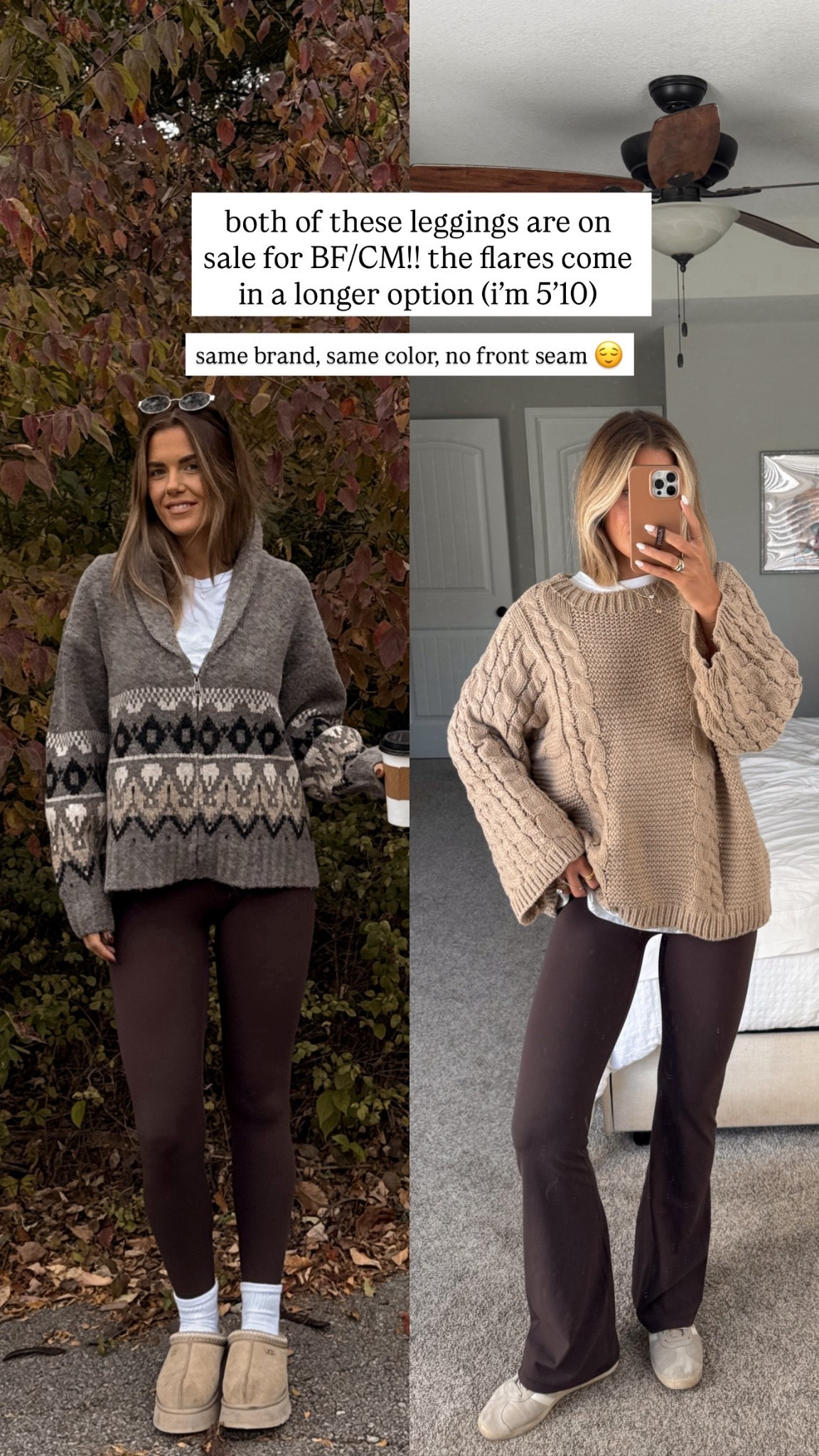 color is clay brown in both - size XS in leggings, size small tall in flares, size large in sweater 

amazon finds
#ad #founditonamazon @amazon #winterfavorites2025

#LTKHoliday #LTKCyberWeek #LTKootd