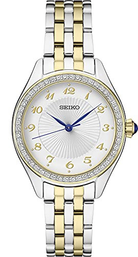 SEIKO SUR392 Automatic Watch for Women - Essentials - Swavorski Crystals - Stainless Steel Two-Tone Gold-Finish Bracelet - 50M Water Resistant | Amazon (US)