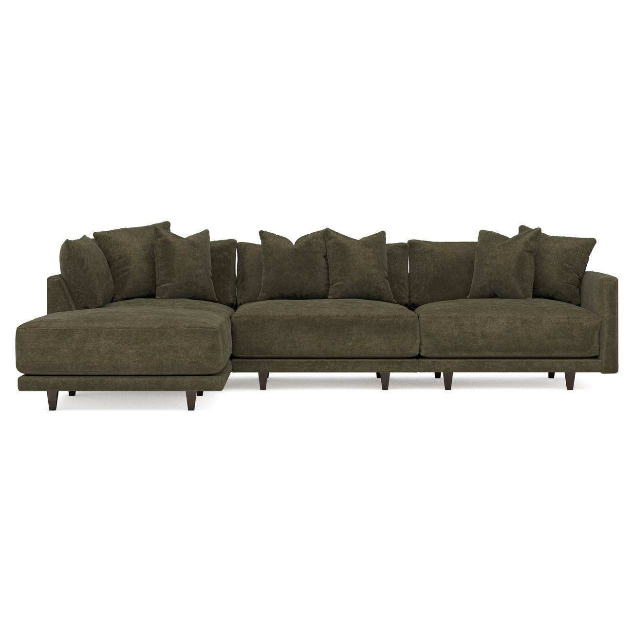Toulouse Tuscan Olive Modular 4-Piece Chaise Sectional - Left Chaise - 129 | Kathy Kuo Home