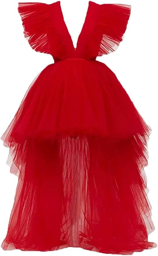 Amazon.com: FTBY Women's High Low V Neck Prom Dress Tulle Luxurious Homecoming Pageant Dresses Lo... | Amazon (US)