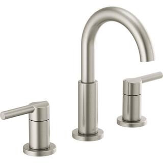 Nicoli J-Spout 8 in. Widespread 2-Handle Bathroom Faucet in Stainless | The Home Depot