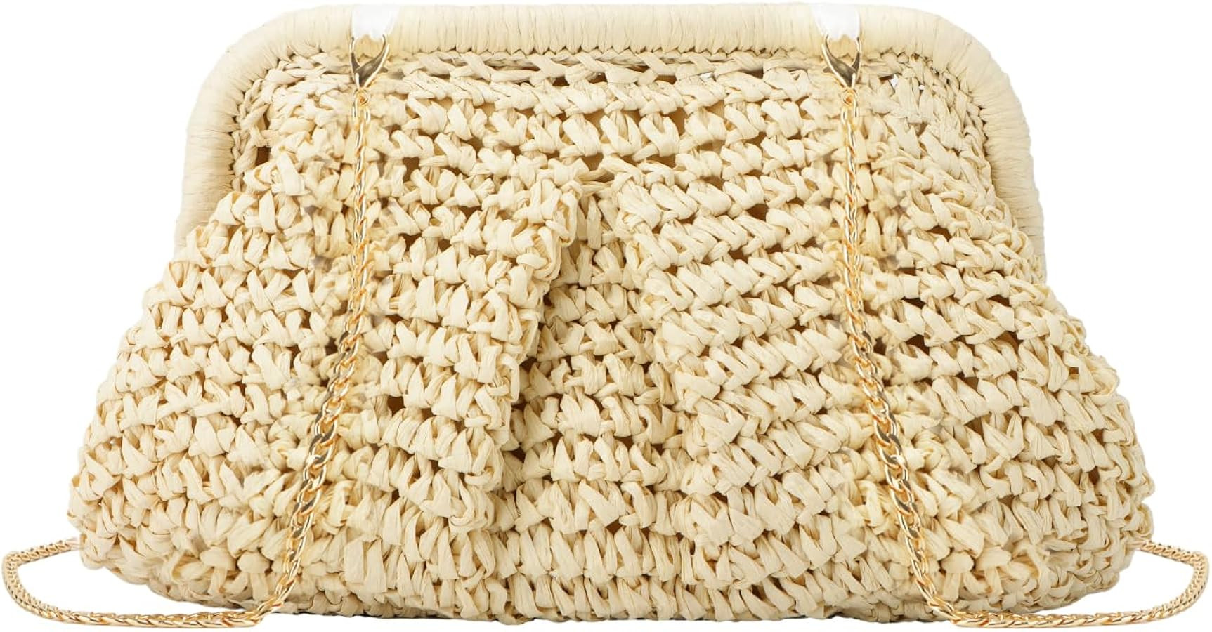 GOKTOW Straw Dumpling Clutch Purse,Summer Vacation Beach Crossbody Bag for Women,Raffia Wicker Ra... | Amazon (US)