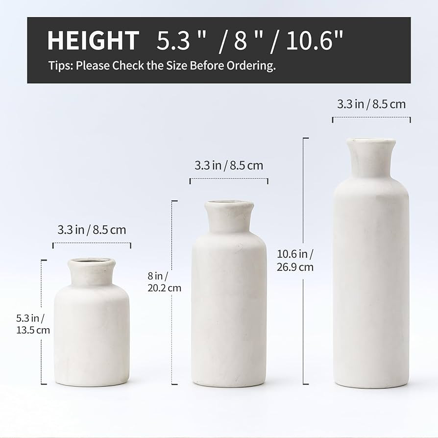 LUKA Ceramic Vase Set of 3,Decorative Terracotta Vases for Home Decor,Rustic Pottery Vase for You... | Amazon (US)