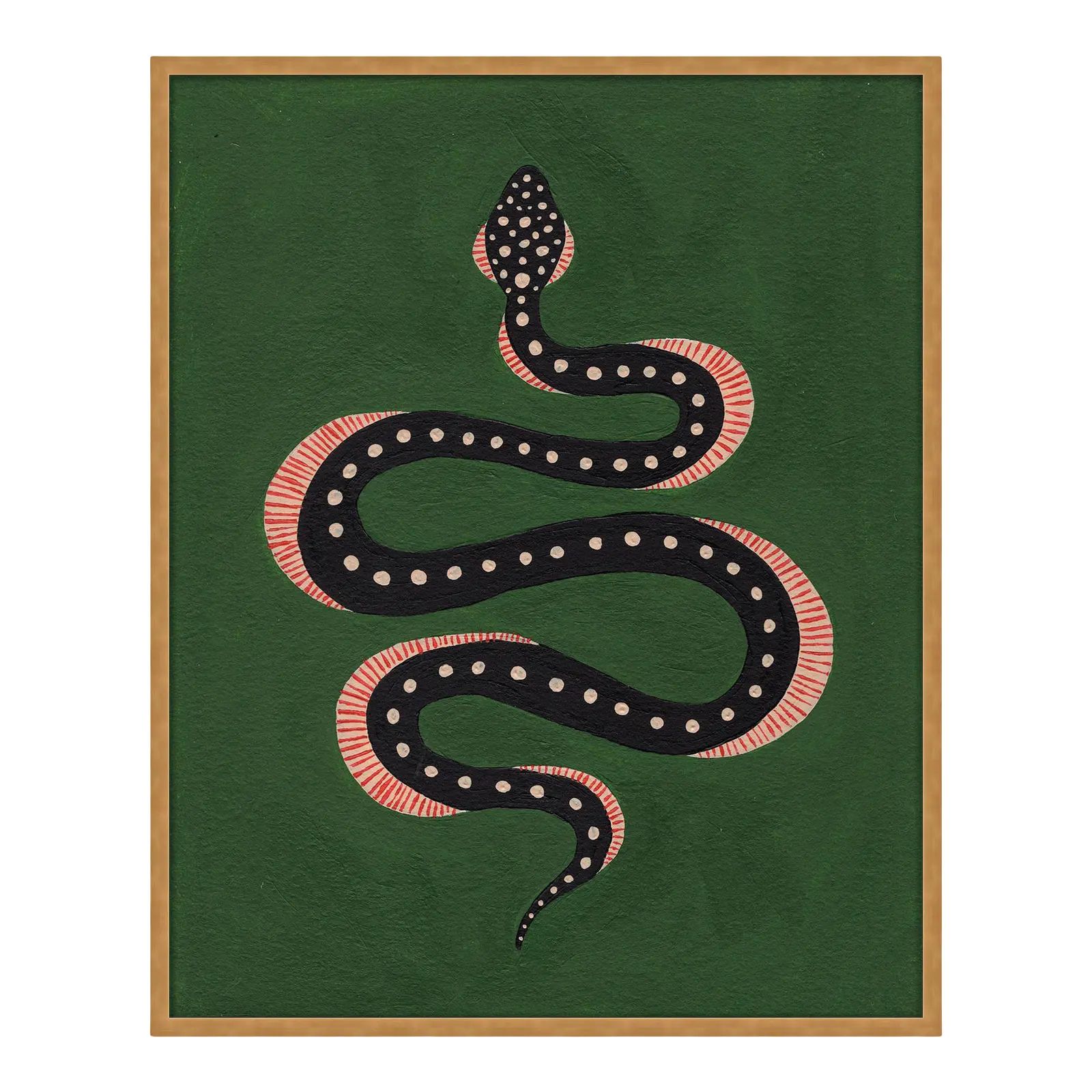 Apple the Snake by Willa Heart in Gold Framed Paper, Medium Art Print | Chairish