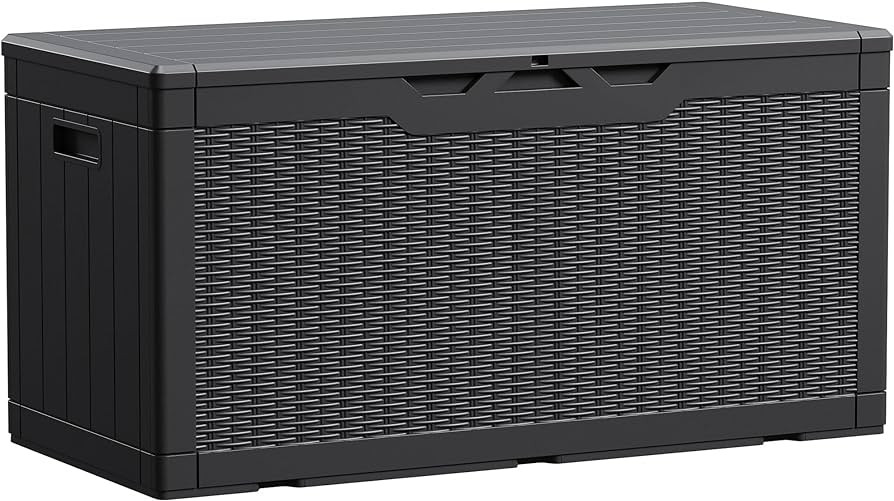 Devoko 100 Gallon Waterproof Large Resin Deck Box Indoor Outdoor Lockable Storage Container for P... | Amazon (US)