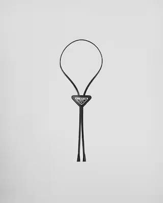 Brushed leather bolo tie | Prada Spa US