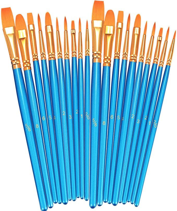 BOSOBO Paint Brushes Set, 2 Pack 20 Pcs Round Pointed Tip Paintbrushes Nylon Hair Artist Acrylic ... | Amazon (US)