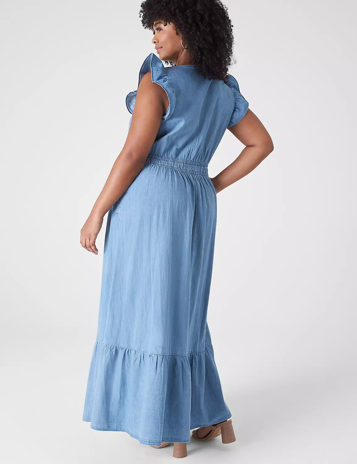 Flutter-Sleeve Button-Front Maxi Dress | LaneBryant | Lane Bryant (US)