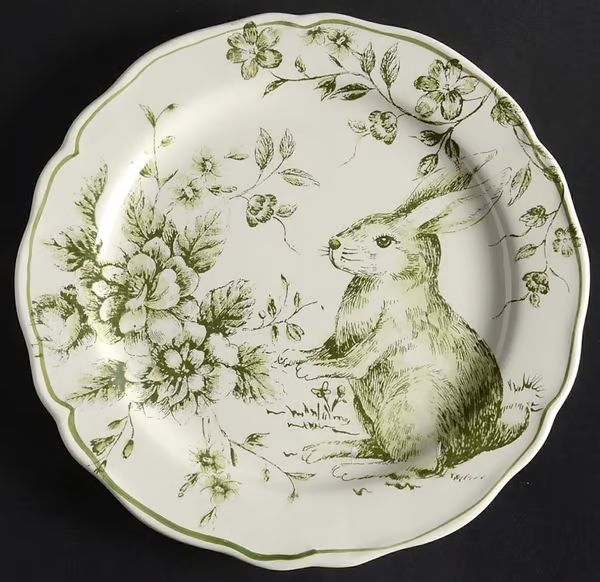 Green and White Toile Salad Plate by Maxcera Corp | Replacements