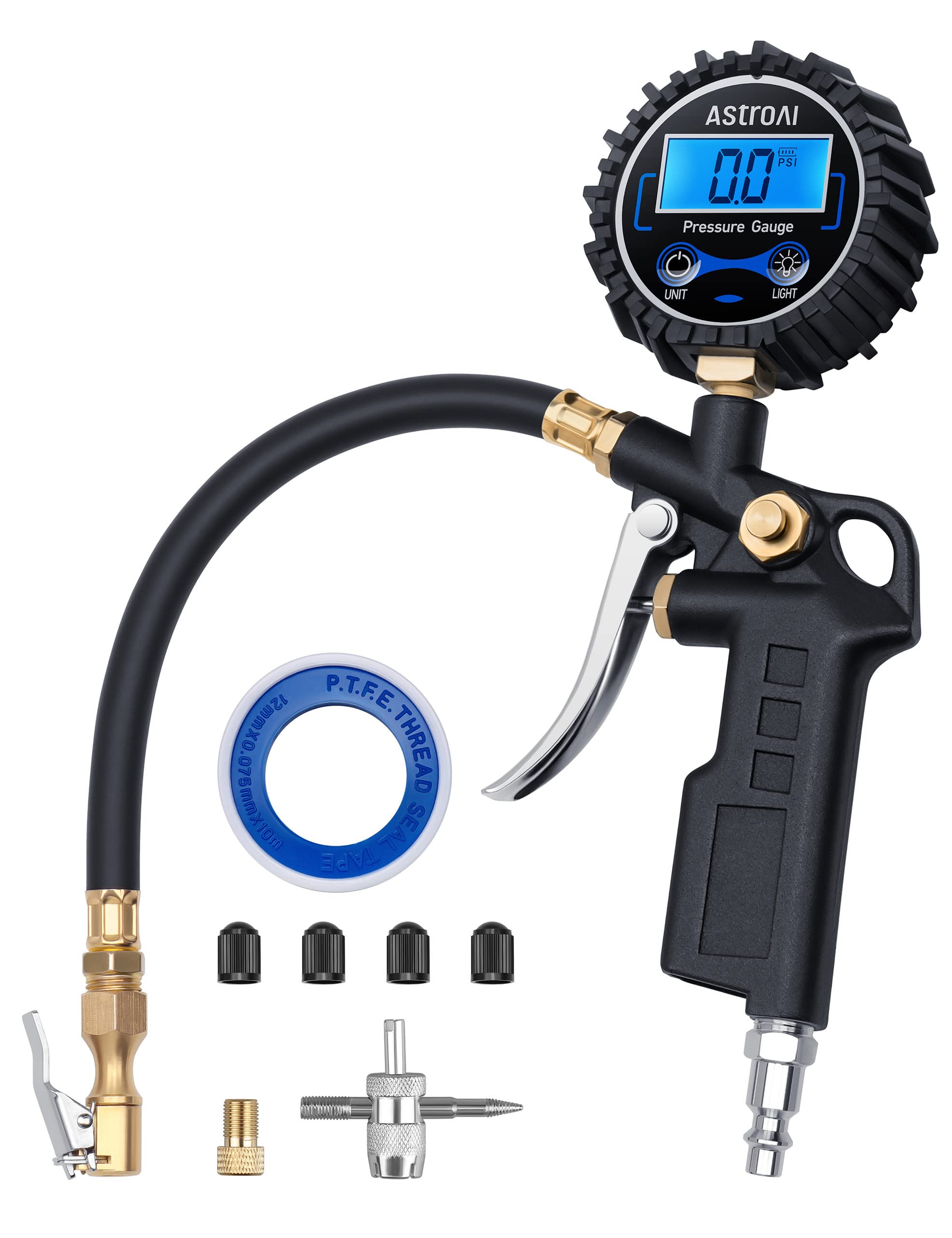 AstroAI Digital Tire Pressure Gauge with Inflator, 3-250 PSI Air Chuck & Compressor Accessories H... | Amazon (US)
