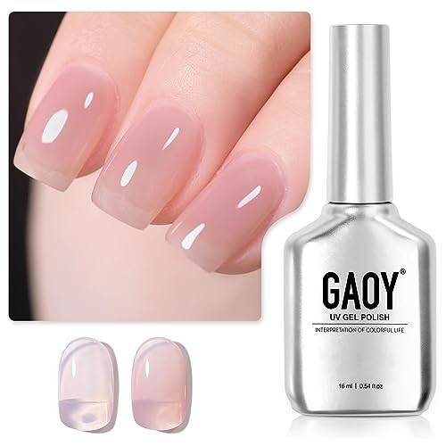 GAOY Jelly Nude Gel Nail Polish, 16ml Sheer Rose Pink Translucent Soak Off Gel Polish, UV Light Cure for Nail Art DIY, 1624 Ocean Song | Amazon (US)