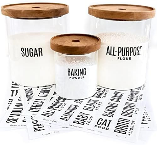 Quart + Pint 165 Modern Kitchen Pantry Labels for Containers. Preprinted Clear Minimalist Stickers w | Amazon (US)
