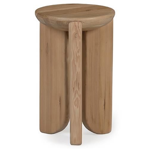 Carter Rustic Lodge Brown Oak Wood Round Side Table - Small | Kathy Kuo Home