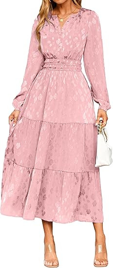 Simplee Womens Casual Long Sleeve Dress Fall Elegant Wedding Guest V-Neck Maxi Floral Dresses 202... | Amazon (US)