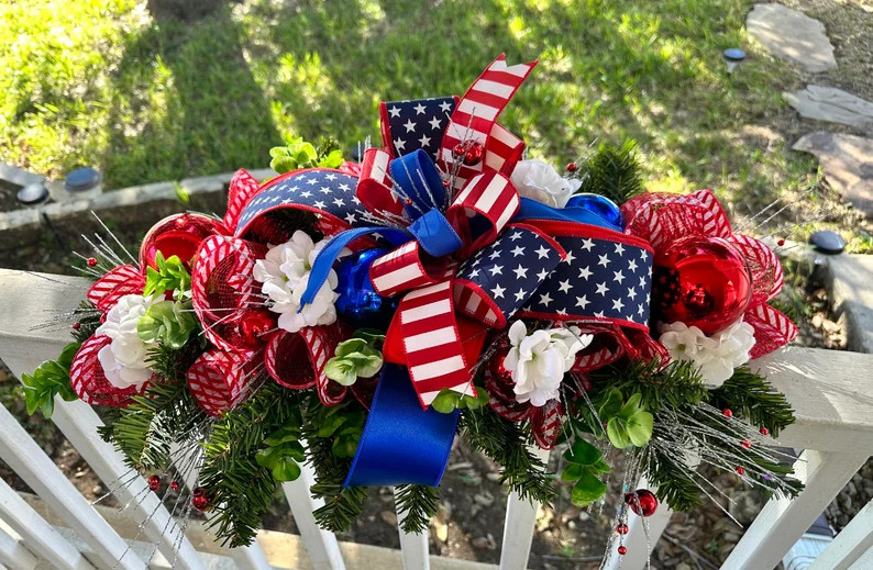 Patriotic Wreath. Fourth of July Centerpiece. Veterans Day Decor. Red, White and Blue Decor. 4th ... | Etsy (US)