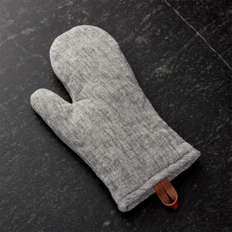 Chambray Grey Oven Mitt + Reviews | Crate and Barrel | Crate & Barrel