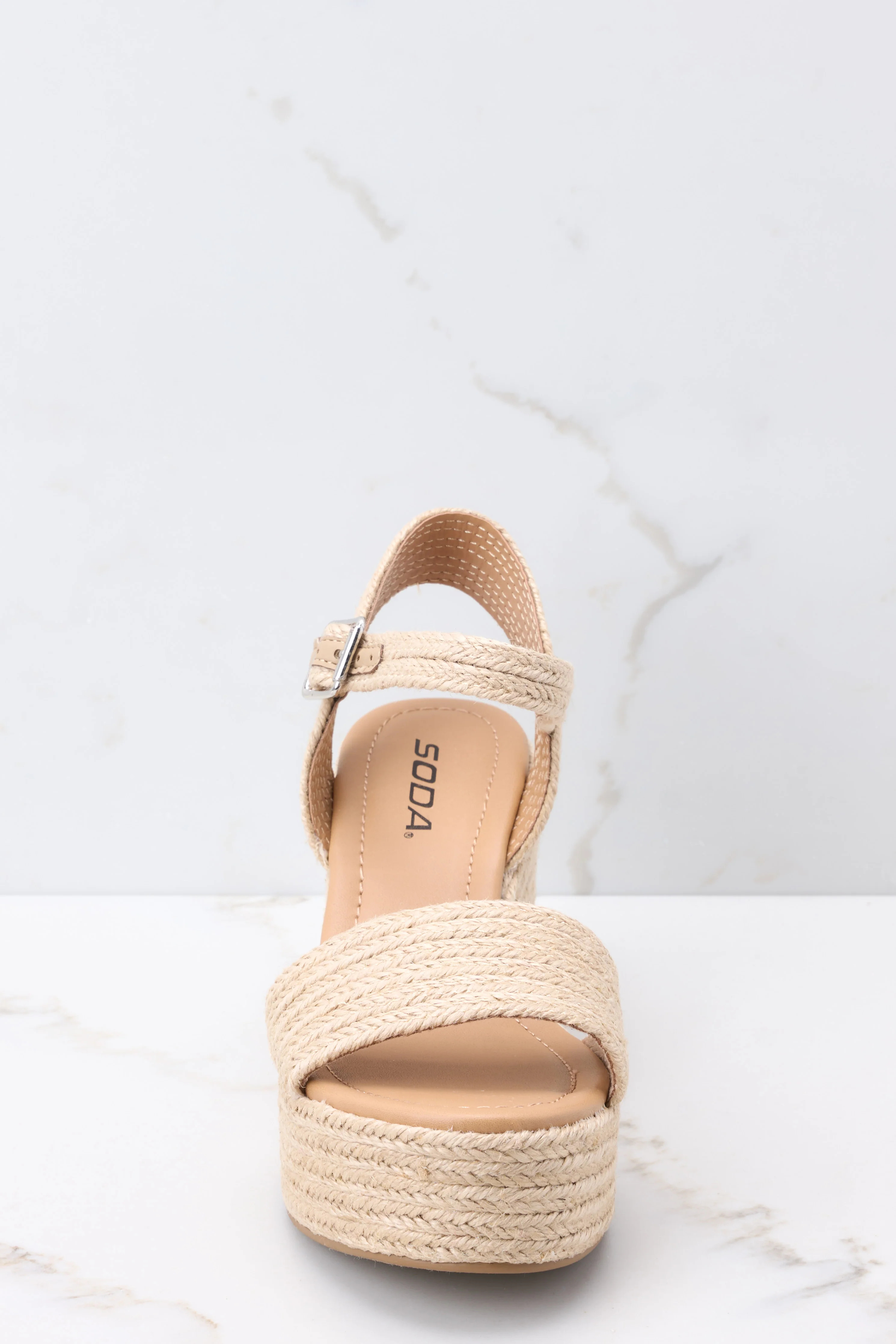 Walk Around Town Natural Wedge Sandals | Red Dress 
