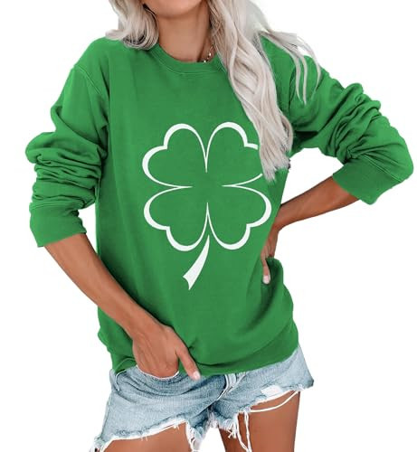 YOPLANET Women's St Patrick's Day Shamrock Sweatshirt Irish Shirts Sweater Pullover Top Cute Long Sleeve Holiday Outfit & Gift | Amazon (US)