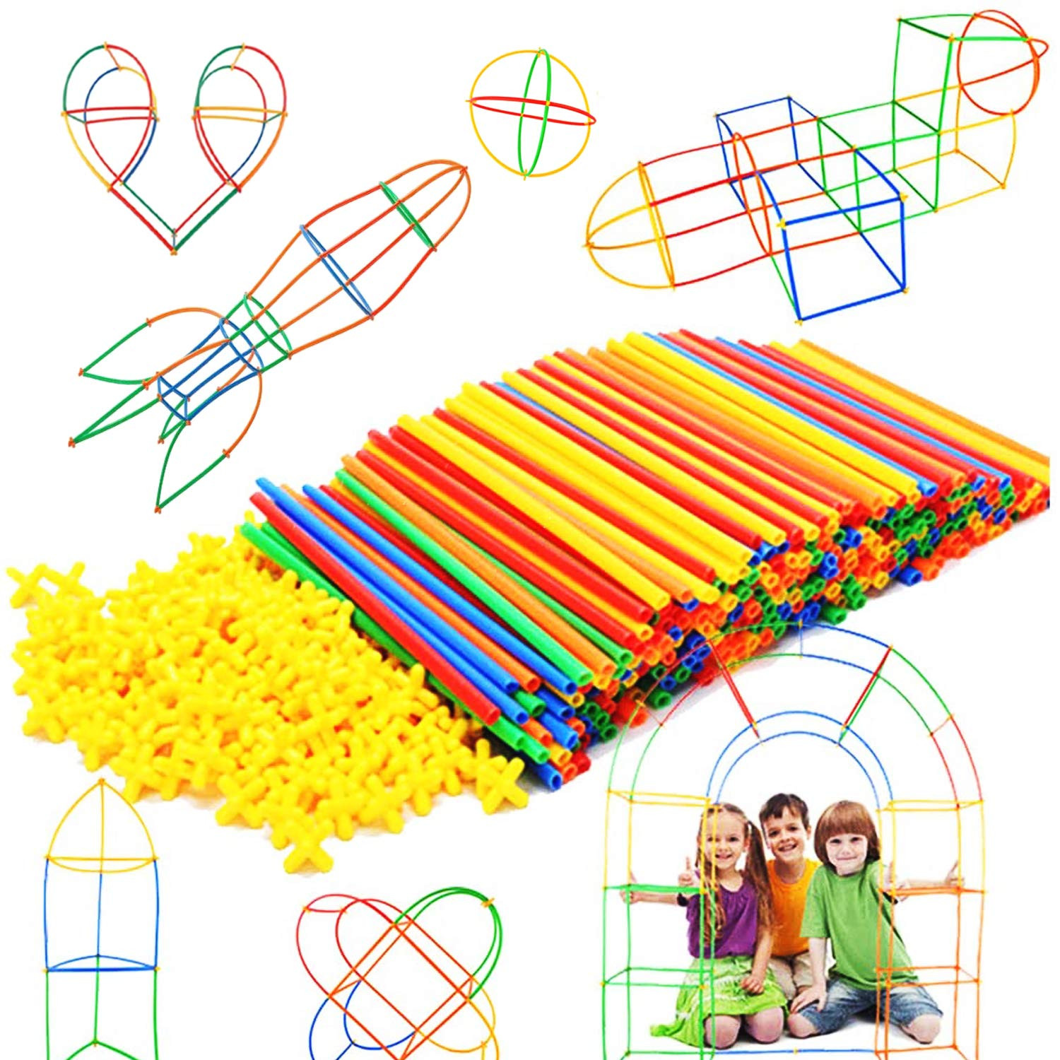 RAINBOW TOYFROG Straw Constructor Toys Stem Building Toys - 300 Pcs Connectors Toy Building Sets ... | Amazon (US)