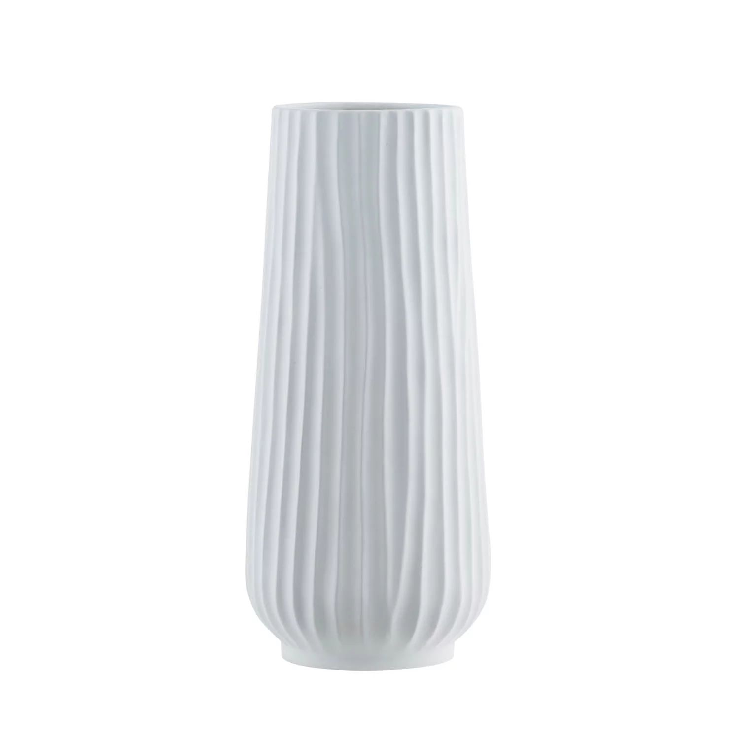 Ribbed Deco White Ceramic Vase 16.5"H | Walmart (US)