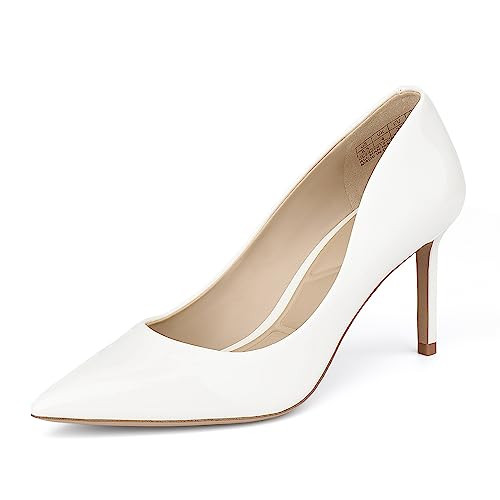 JENN ARDOR Women’s Heels Pumps 3.14”High Heel Shoes Women Classic Pointed Toe Stiletto Heel Shoes Sexy Office Party Event Dressy Pumps Cream-White | Amazon (US)