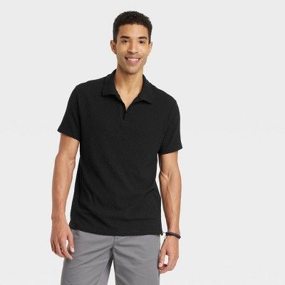 Men's Regular Fit Short Sleeve Johnny Collared Polo Shirt - Goodfellow & Co™ Black L | Target