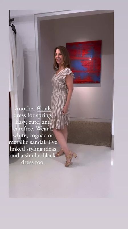 Another @rails  dress for spring. Easy, cute, and carefree. Wear a white, cognac, or metallic sandal. I've linked styling ideas and a similar black dress, too. 

I'm wearing a size small. 