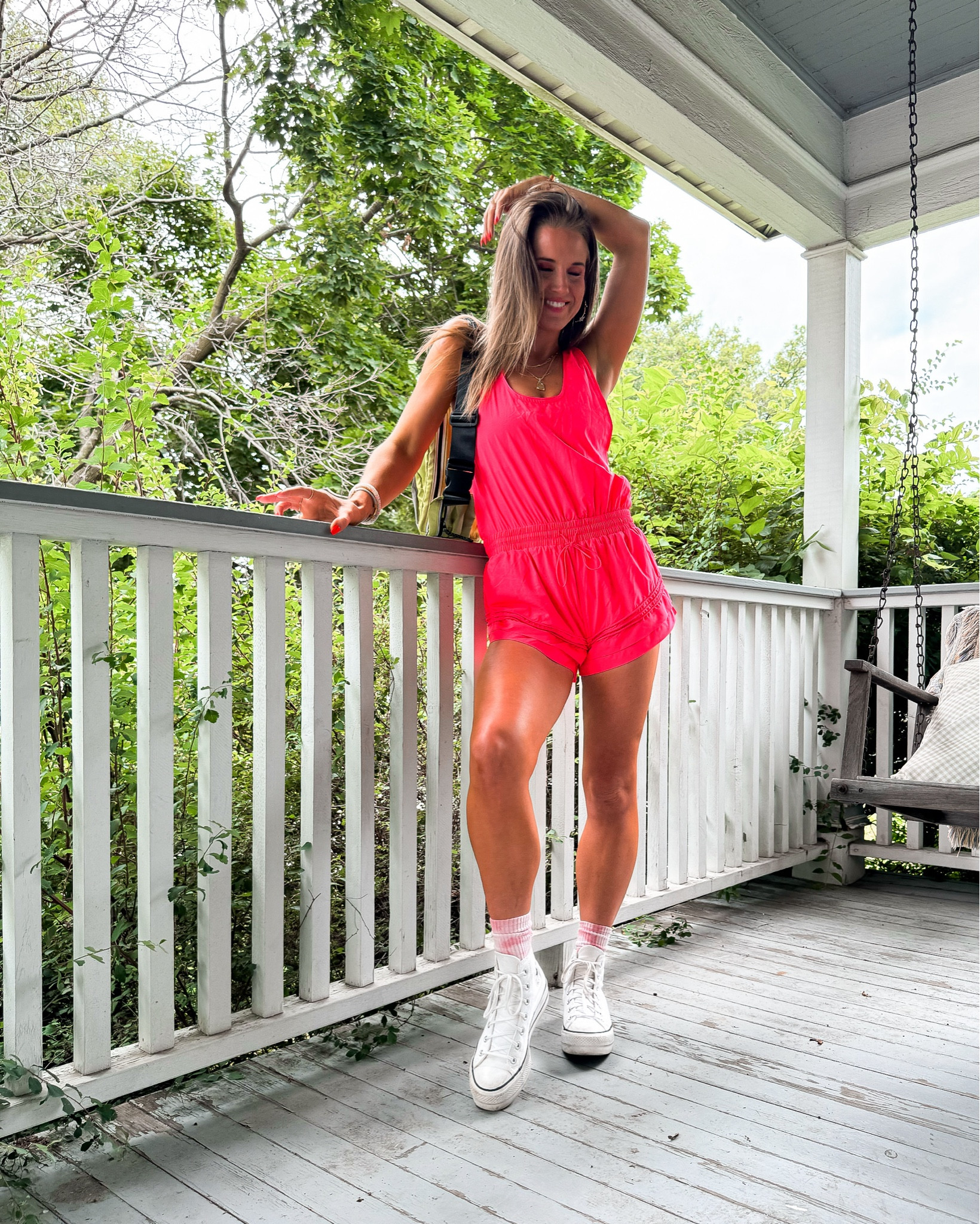 Free People movement active romper so cozy and such a great color for summer 🩷❤️ wearing a small runs tts | summer style | on the go | quick easy looks 
#activewear #summerstyle #freepeoplestyle #fpmovement #ootdfashion 

#LTKSeasonal #LTKFindsUnder100 #LTKActive