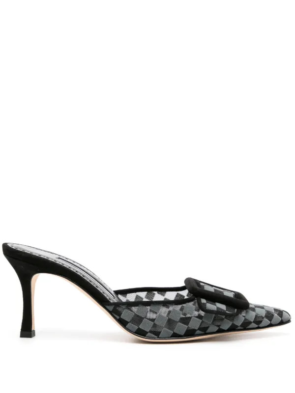 Manolo Blahnik Maysale 50mm Checked Mules - Farfetch | Farfetch Global