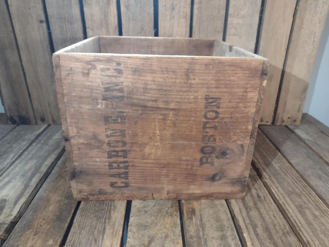 Vintage Wooden Crate Carbone Inc Boston Rustic Primitive Storage Box | Etsy (US)