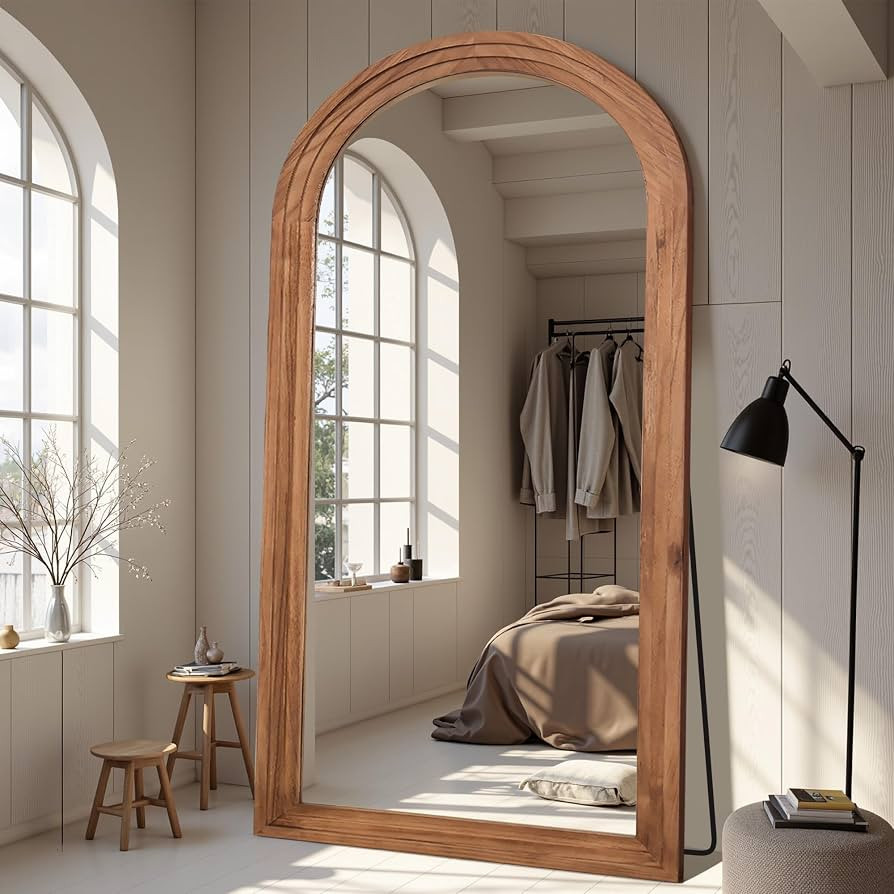 Full Length Mirror, 81"x41" Wooden Mirror Full Length with Stand Wood Floor Mirror, Oversized Sta... | Amazon (US)