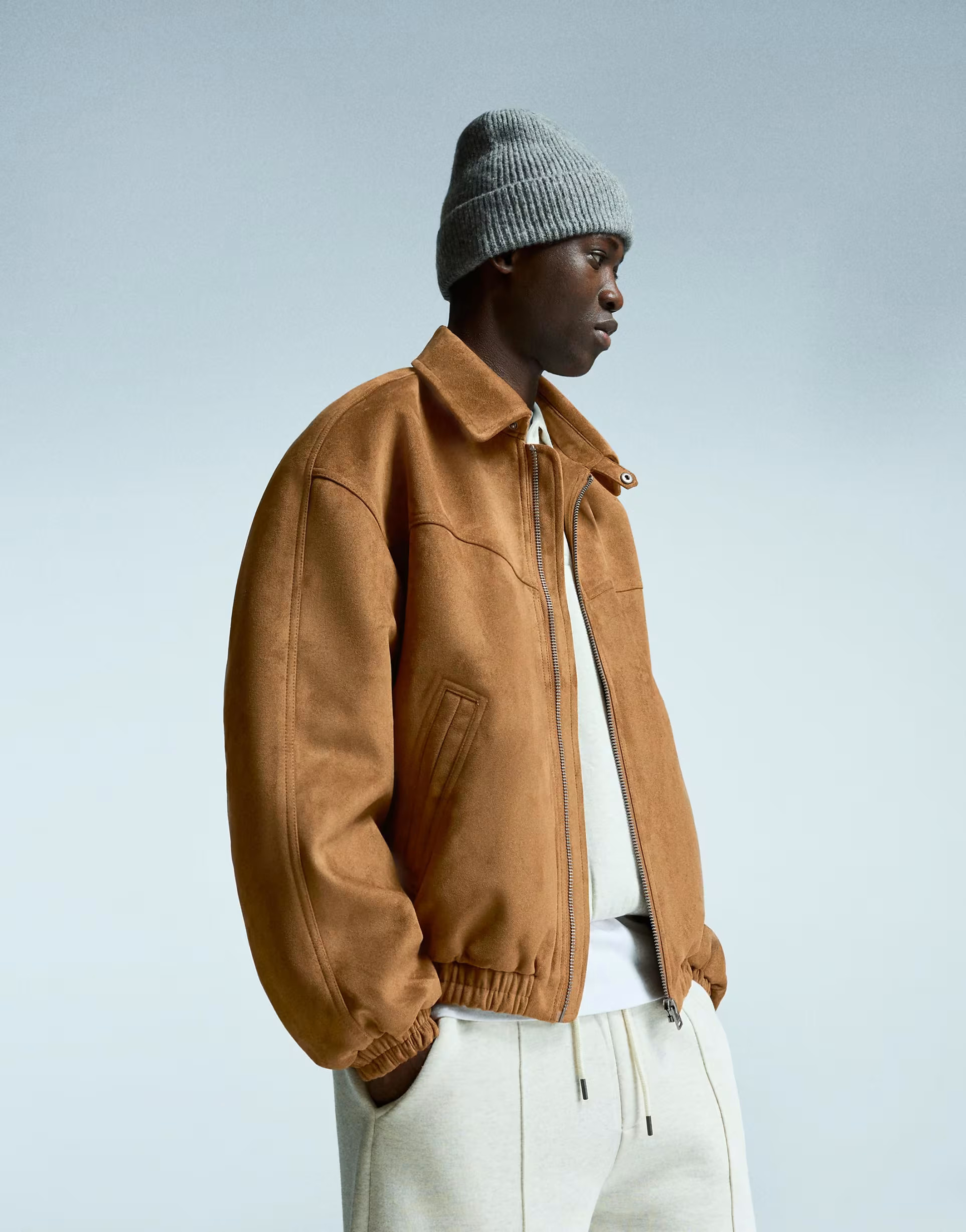 Bershka Faux suede jacket in beige | ASOS (Global)