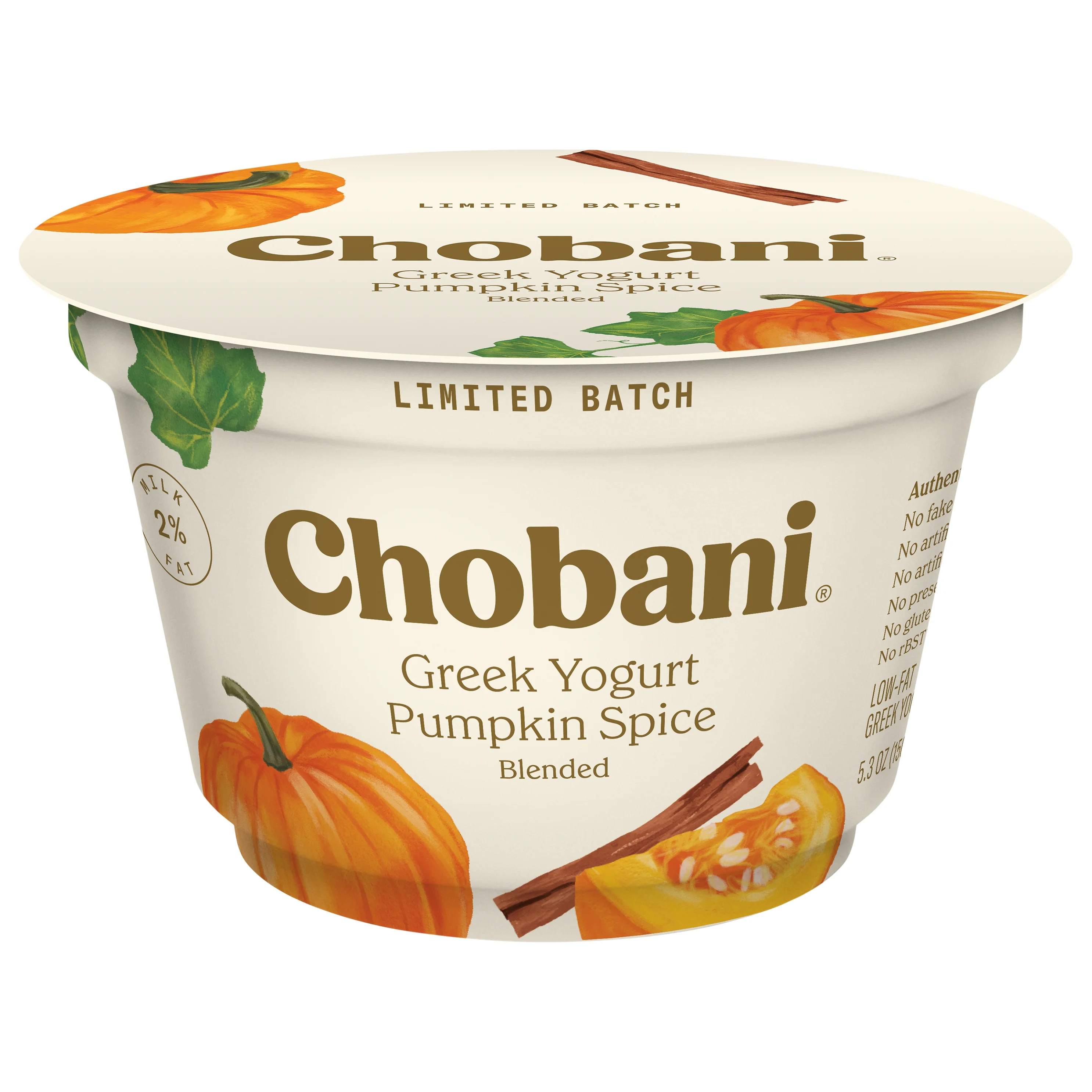 Chobani Non-Fat Greek Yogurt, Pumpkin Spice 5.3 oz Cup | Walmart (US)