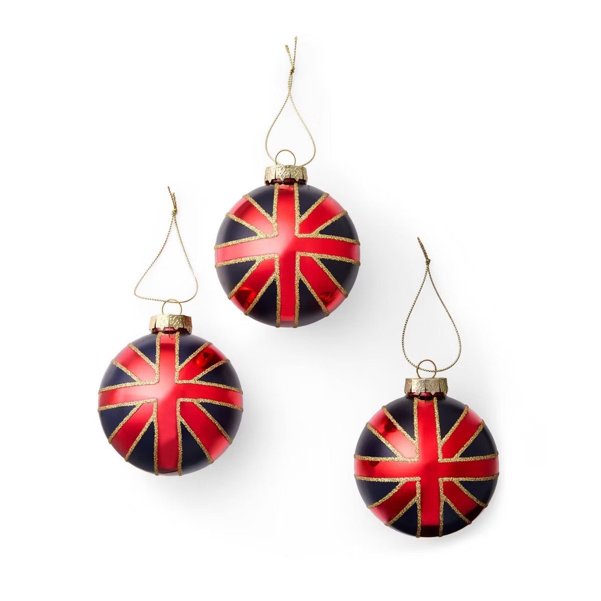 M&S 3ct Union Jack Flag Glass Christmas Tree Ornament Set | Target