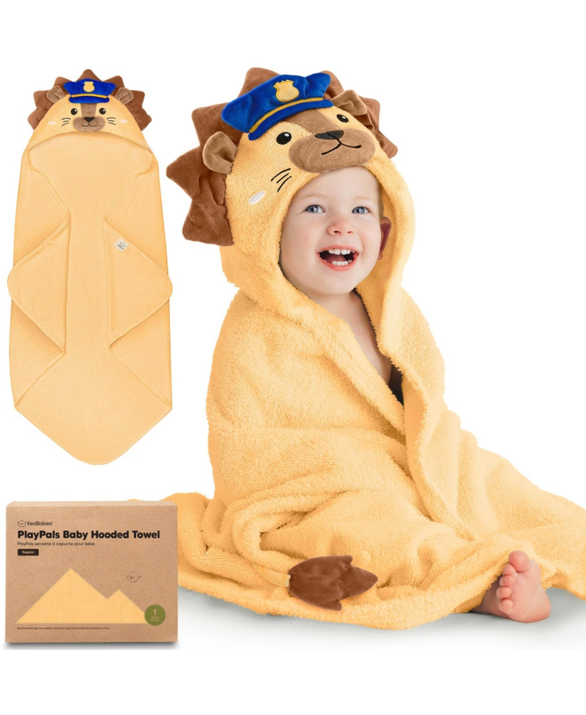 KeaBabies PlayPals Baby Towels with Hood for Girls, Boys, 100% Organic Soft Cotton Hooded Bath Towels for Newborn, Kids - Leo | Macy's
