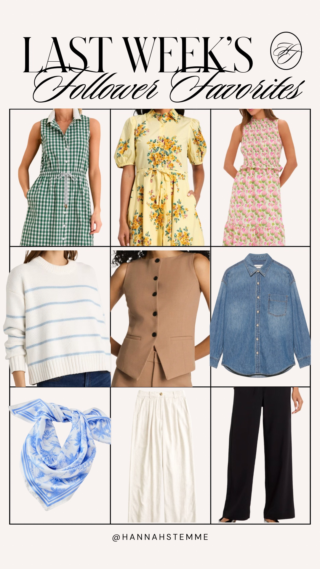 Your most loved outfits from last week 🤍

These were the pieces you all clicked on the most — from the gingham dress to the tailored vest set and my favorite wide leg work pants.

Sharing each outfit and the exact items so you can easily shop everything here.

Keywords: workwear outfits • casual outfits • dresses • wide leg pants

#LTKSpringSale #LTKWorkwear #LTKmomlife