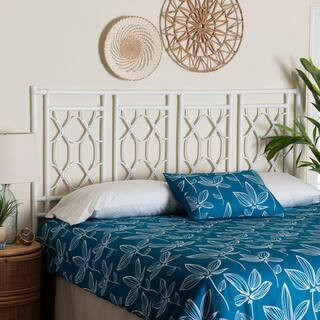 Sampson White Rattan King Standalone Headboard | The Home Depot